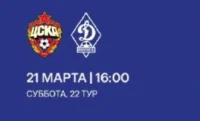 ЦСКА (Москва) - Динамо (Махачкала) прямой эфир от 21 марта 2026 трансляция сегодня
